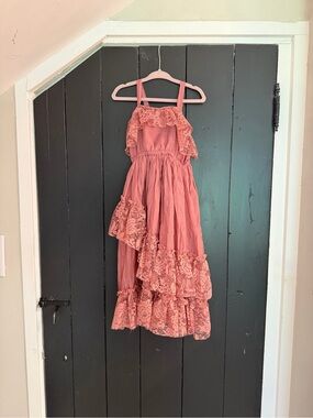 Joyfolie Girls Mauve Pink Lace Ruffle Maxi Dress